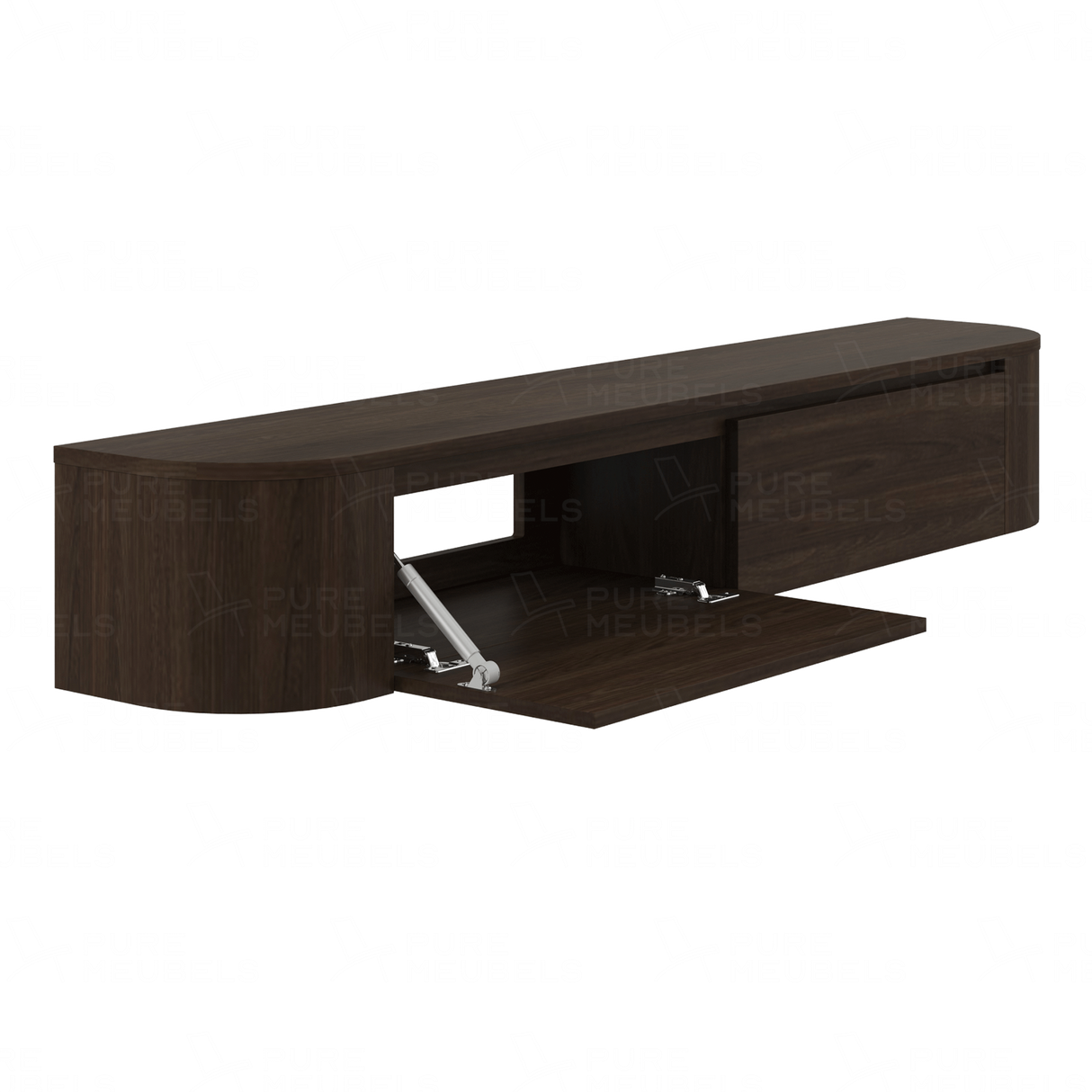 Dulce curved TV-Meubel zwevend walnut 180 cm