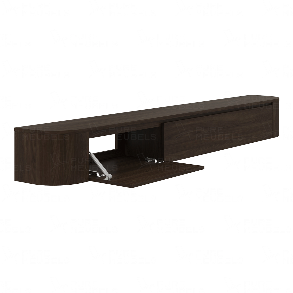 Dulce curved TV-Meubel zwevend walnut 240 cm