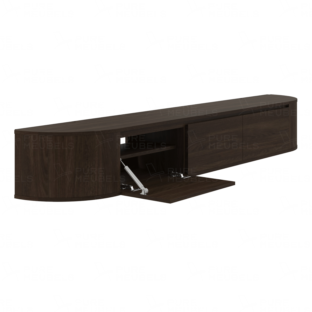 Aura curved TV-Meubel zwevend walnut 240 cm