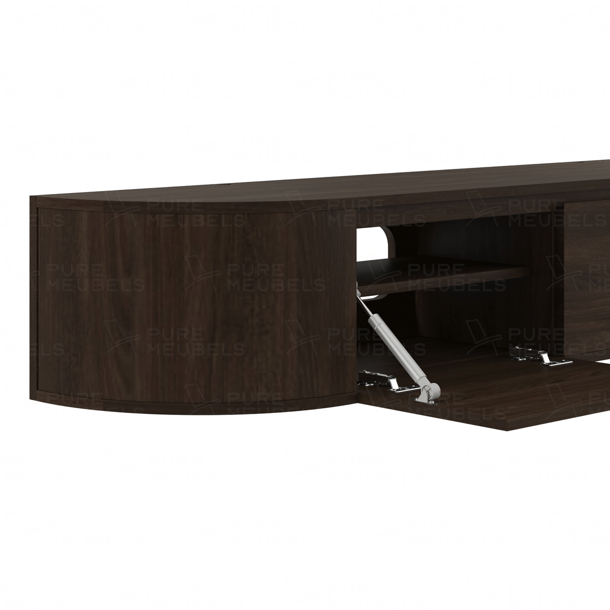 Aura curved TV-Meubel zwevend walnut 240 cm