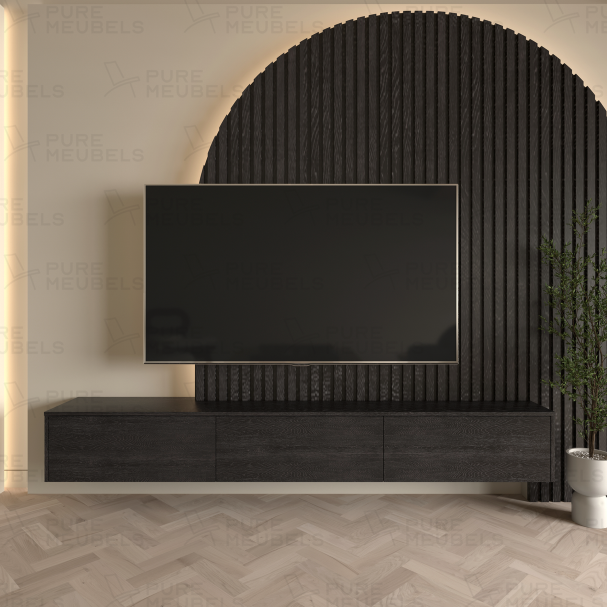 Madera TV-Meubel zwevend zwart 240 cm