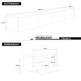 Madera TV-Meubel zwevend beige 280 cm